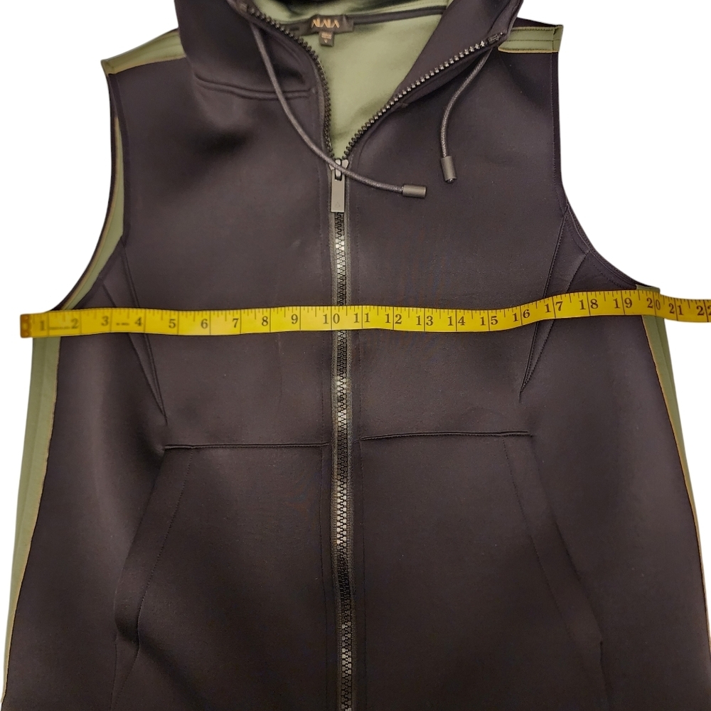 Alala Black Hooded Paneled Zip Vest with Olive Trim - Picture 15 of 16